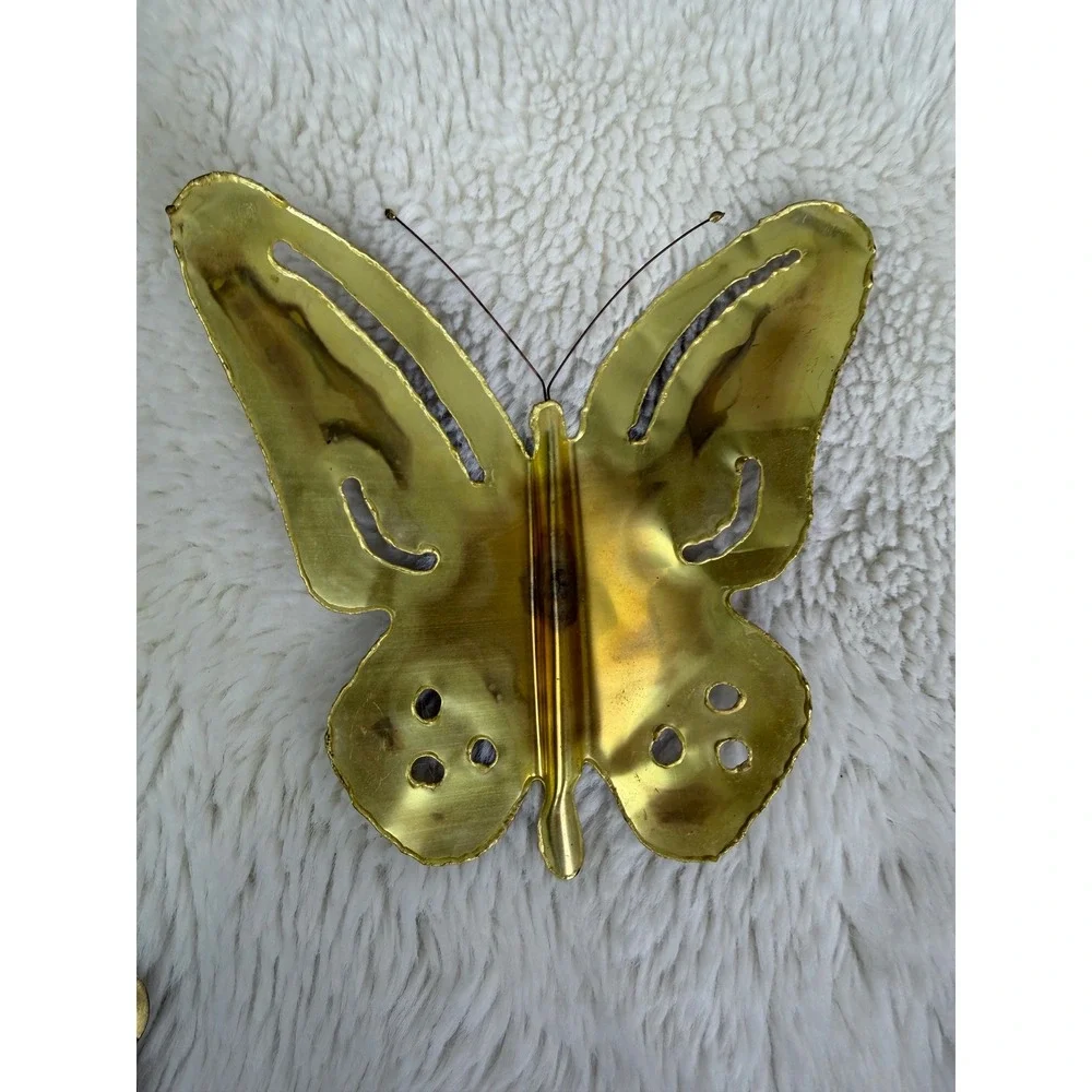 VTG Brass Butterfly Wall Art Set of 4 Mid Century Modern Gold Metal Decor Garden